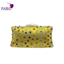 Bags African mama multicolor bright diamond design ladies bag Dinner dress with elegant ladies clutch bag