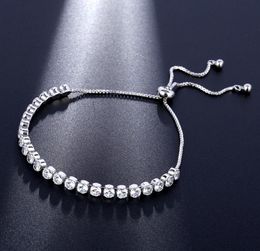 Elegant Bride Bracelet for Wedding White Gold Plated CZ Charm Bracelet Adjustable Size for Girls Women Nice Gift2991200