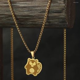 Pendant Necklaces CHENGXUN Cute Beaver Buddy Necklace Stainless Steel Animal Dangle For Women Men Trendy Jewellery