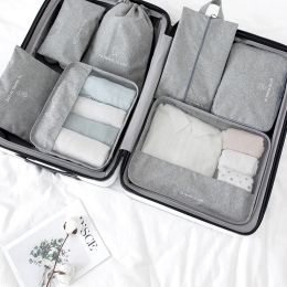 Bags 7 Pieces Set Clothes Travel Organizer Bags Suitcase Packing Cube Storage Cases Cosmetic Clothes Shoe Bag Luggage Tidy Pouch