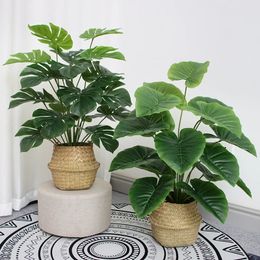 6082cm Artificial Plants For Decoration Banana Leaves Fake Bird of Paradise Plastic Monstera for Home Office Garden 240407