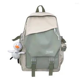 Backpack 2024 Student School Bag College Laptop Leisure Light Fashion Travel Rucksack Grey Green White Unisex Version