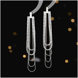 Dangle Chandelier Earrings Long For Women Luxury 2023 Copper Tassel S925 Sier Needle Cubic Zirconia Party Jewellery Christmas Gift Box D Dh3Xi