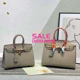 A Birknns Classic bag 2024 New EP Palm Pattern Leather Bag with Lock Handbag Fashionable and Grand Genuine Women's XZA5