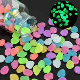 Aquariums 25/50Pcs Garden Ornaments Luminous Stones Fluorescent Pebbles Glow In The Dark Rocks For Outdoor Aquarium Home Fish Tank Decor