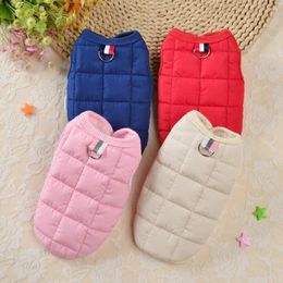 Dog Apparel Solid Colour Padded Pet Jacket With Traction Ring Simple Warm Vest Durable Trendy Cat Coat Cosy Teddy Clothes For Winter