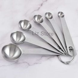 Steel 6 Pcs/Set Measuring Stainless Round Spoon Tools 6Pcs Milk Coffee Tea Rectangle Measure Spoons Kitchen Cooking Baking Scoop Th0678 Pcs s Th078