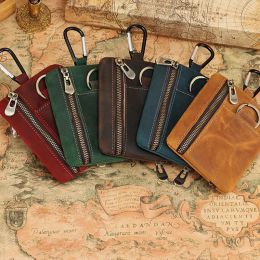 Wallets Small Leather Wallet Retro Horse Coins Cards Holders Men Women Handmate Zipper Drivers License Ultra Thin Keys Slim Pouches