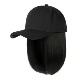 Ball Caps Paper Cup Hat Baseball Cap With Hair Extensions Straight Short Bob Hairstyle Removable Wig For Hats Quotes