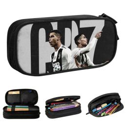 Cases Fashion Football Ronaldo Pencil Case Pen Box Bag Girls Boys Large Storage Students School Cosmetic Pencilcases