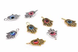 50Pcs Turkish Hamsa Hand Blue Evil Eye Charms pendant For Jewellery Making findings 19x12mm9242520