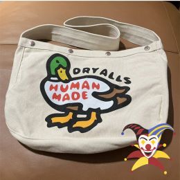 Bags Khaki Canvas Human Made Duck Backpacks Men Women Cartoon Graphic Snap Button Human Made Bag Heart Bag