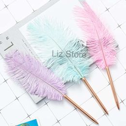 Writing Feather Ballpoint Student Wholesale Beautiful Ball Point Feathers Pens Office School Supplies Stationery Pen Multi Colours Th0843 s