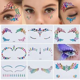 Disposable Temporary Tattoo Stickers Jewellery Coloured Crystal Diamonds DIY Eyes Face Body Waterproof Makeup Decorative Rhi 240418