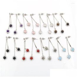 Dangle Chandelier Earrings Yjxp Long Tassel Ear Stud Drop For Women Girls Reiki Rotating Natural Round Beads Link Chain Earring Jewelr Dhiad