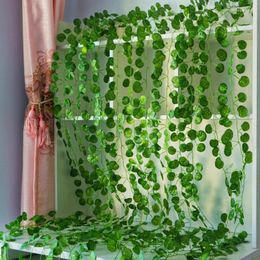 Decorative Flowers Green Artificial Ivy Leaf Plastic Fake Vine Plant Hanging Leaves Greenery Foliage Plants Wedding Valentine Decor