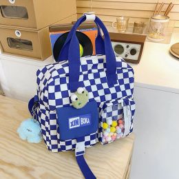 Bags 2022 Fashion Japanese Plaid Shoulder Backpack Korean Large Capacity Students Girl Travel Schoolbag Messenger TopHandle Bag