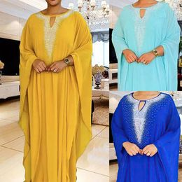 Ethnic Clothing Women Eid Muslim Abaya Batwing Sleeve Africa Long Robe Ramadan Inner Dress Abayas Loose Modest Dubai Kaftan Diamonds 2024