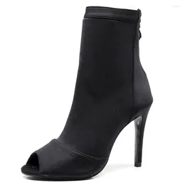 Dance Shoes Selling Salsa Jazz Outdoor Indoor Plus Size Latin For Dancing Women Teachers High Heels Nylon Boots Black