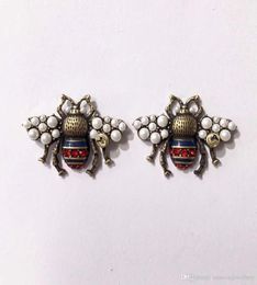 Fashion Brand Pearl Stud Earrings Couple Bee Earrings Vintage High Quality Brass Jewelry 6771409
