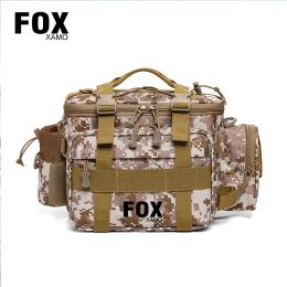 Bags Foxxamo Outdoor Cycling Lure Waist Bag Portable Multifunction Large Capacity Oxford Cloth Fishing Bag With Rod Holder Dropship