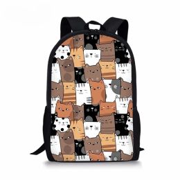 Bags Cute Cartoon Cat Printed Backpack Boys Girls School Bags Casual Book Shoulder Bags Primary School Students Children Backpacks