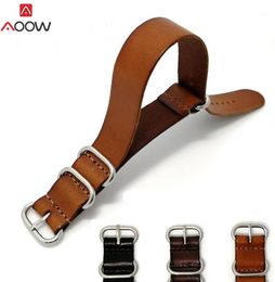 Watch Bands AOOW ZULU Leather Watchband NATO Band Strap 18mm 20mm 22mm For Men Women Accessories Sliver Ring Buckle Replacement1332556391