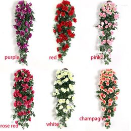 Decorative Flowers 1PC Artificial Rattan Fake Plants Vine Decoration Wall Hanging Roses For Home Wedding Wreath Diy