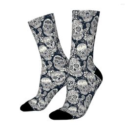 Men's Socks Sugar Skull Floral White Men Women Windproof Spring Summer Autumn Winter Stockings Gift