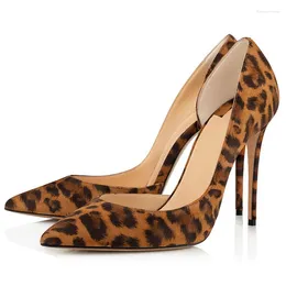 Dress Shoes Leopard Grain Women Single Slip-On Patent Leather Tacones Pointed Toe Ladies Stiletto High Heels Sapatos Feminino