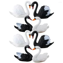 Garden Decorations 8 Pcs Black And White Swan Ornament Mini Toys Animals Figures Sculpture For Car Plastic Tiny Lovers Statue