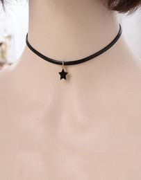 Chokers Simple Star Choker For Women Vintage Punk Neck Jewellery Gothic Short Black Leather Necklace Chocker Collar Party Accessorie6323775