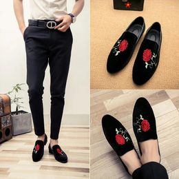 Dress Shoes Fashion Men Rose Flower Pattern Pointed Toed Formal Party Evening Wedding Oxfords