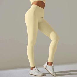 Lu Align Pant Lemon Seamless Leggings Yoga Pants Sports Fiess High Waist Peach Hip-lifting Knitted Thread Skinny Running Gym Trousers for W Lady Woman Girls