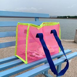 Storage Bags Summer Ins Large Capacity Beach Mesh Hollow Portable Swimming Shoping Tote Outdoor Travel Bag Toy Handle