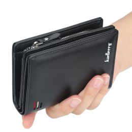 Wallets Men's Leather Wallet with Zipper Coin Pocket Small Clutch Purse Mens Wallets Business Card Holder Money Bag Black Wallet for Men