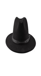 2021 Wide Brim Hats Winter Fedora With Band Bead Belt Luxuru Hand Made Women Solid Formal Dress Wedding Fascinator3499574