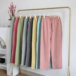 Women's Sleepwear Spring Summer Women Cotton Pants Sleep Bottoms Female Pyjama Ladies Casual Plaid Pajama Home Pantalone