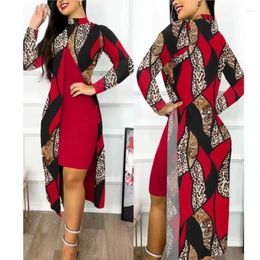 Casual Dresses Elegant Women's Autumn Winter Plaid Printed O Neck Sexy Split Top Office Lady Women Long Sleeve Slim Fit Midi Red Robes