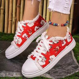 Casual Shoes Christmas Elk Printed Canvas With Cotton For Warmth Comfort Breathability Fashion And Versatile Board