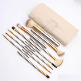 Makeup Brushes 12Pcs/Set High Quality Kit Wood Handle Portabel Travel Toiletry With Retail Bag Drop Delivery Health Beauty Tools Acces Otrm7