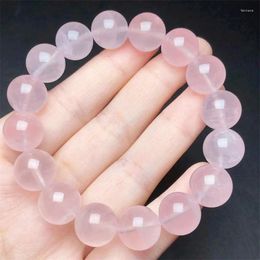 Link Bracelets Natural Rose Quartz Bracelet Crystal Reiki Healing Gemstone Fashion Cute Jewelry Festival Gift 1pcs 12mm