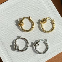 Designer Brand Runway Small Circle Knotted 18K Gold Silver Earrings Women Top Quality Famous Luxury Jewellery Trendy 240408