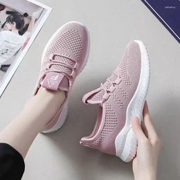 Casual Shoes Microfiber Low Heel Sneakers For Women 2024 Solid Mesh Ladies Spring/autumn Lace-up Women's Vulcanize