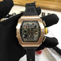 Master watch, stainless steel case, mechanical automatic winding, bow buckle, rubber strap, back transparent movement,