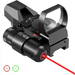 Scopes Tactical Riflescope with Laser Hunting Optics Red Green Projected Dot Sight Reflex 4 Reticle Scope Collimator Sight for 20mm Rai