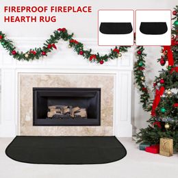 Carpets Fireproof Fireplace Mat Half Round Hearth Rug Anti-Slip Area Pad For Kitchen Camping