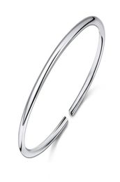 Classical Simple Fashion 925 Sterling Silver Smooth Cuff Bracelets Bangles Pulseras Valentine039s Day Present 2105074283183