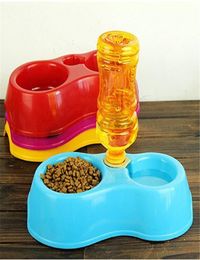 Pet Feeder Plastic Dual Port Automatic Feeder Water Drinking Feeding Basin Bowls For Cats Pet Dogs5611676