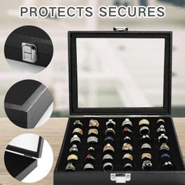 Jewellery Pouches Stylish And Practical Ring Earring Organiser - 36 Slots Storage Case With Transparent Glass Lid